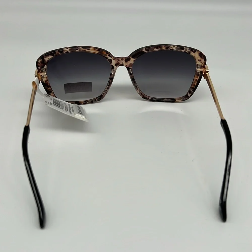 MIXIT‎ Square Cheetah Print Gold Wire Single Bridge Black Temple Tips Sunglasses